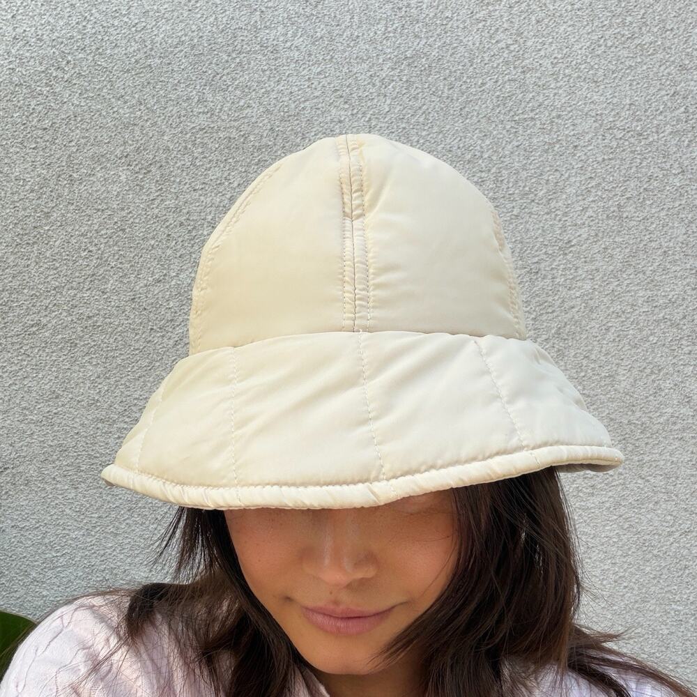 Zara Woman Unisex Beige Quilt Bucket Hat Small